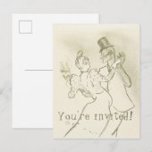Je bent uitgenodigd | Lautrec - Dansen Paar Uitnodiging Briefkaart (Voorkant / Achterkant)