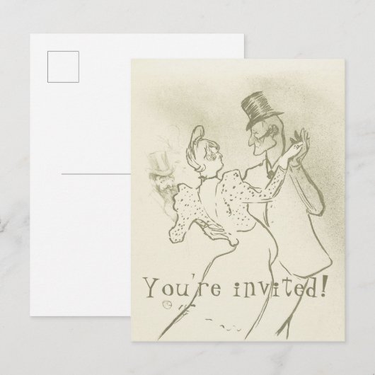 Je bent uitgenodigd | Lautrec - Dansen Paar Uitnodiging Briefkaart (Voorkant / Achterkant)