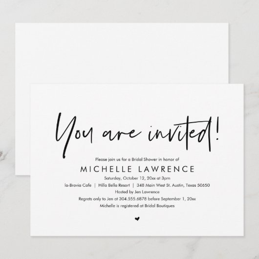 Je bent uitgenodigd, modern Casual Vrijgezellenfee Kaart (Voorkant / Achterkant)