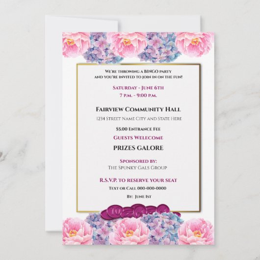 Je bent uitgenodigd om de nachtbloemen van Bingo t Kaart (Achterkant)