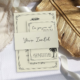 Je bent uitgenodigd om de  palmbruiloft te coördin uitnodigingen wikkel