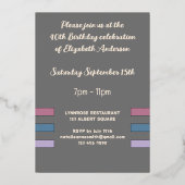 Je bent uitgenodigd op verjaardagsfeest 40 vandaag folie uitnodiging (Achterkant)