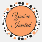 Je bent uitgenodigd Oranje stippen Ronde Sticker (Voorkant)