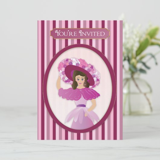 Je bent uitgenodigd, Oude Modedame & Huge Pet Kaart (Staand voorkant)