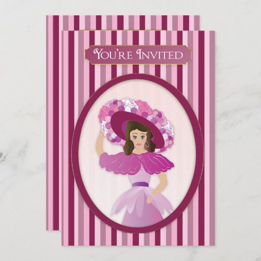 Je bent uitgenodigd, Oude Modedame & Huge Pet Kaart (Voorkant / Achterkant)