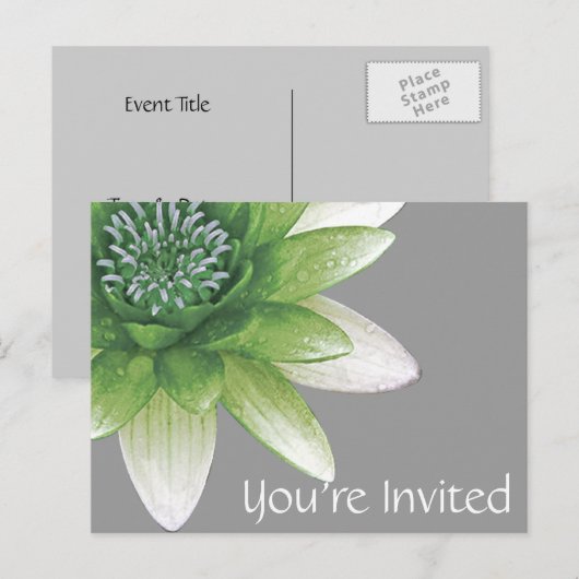 Je bent uitgenodigd | Peace l Beauful Green Lotus Uitnodiging Briefkaart (Voorkant / Achterkant)