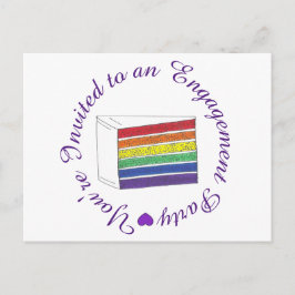 Je bent uitgenodigd Rainbow Cake Engagement Party Uitnodiging Briefkaart