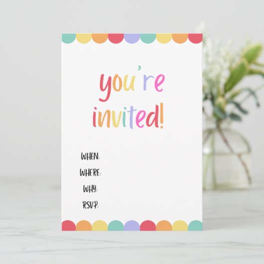 Je bent uitgenodigd! Regenboog lege kaart (Staand voorkant)