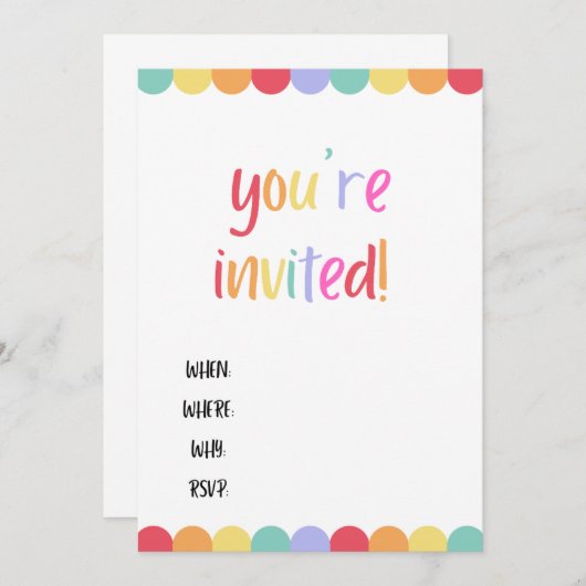 Je bent uitgenodigd! Regenboog lege kaart (Voorkant / Achterkant)