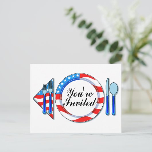 Je bent uitgenodigd (rood wit blauw) uitnodiging briefkaart (Staand voorkant)