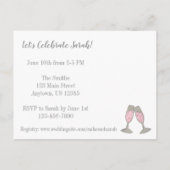 Je bent uitgenodigd Roze Champagne Glas Bruidsfees Uitnodiging Briefkaart (Achterkant)