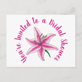 Je bent uitgenodigd Roze Lelie Bruidsfeest Uitnodiging Briefkaart