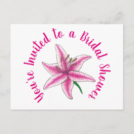 Je bent uitgenodigd Roze Lelie Huwelijksfeest Uitnodiging Briefkaart