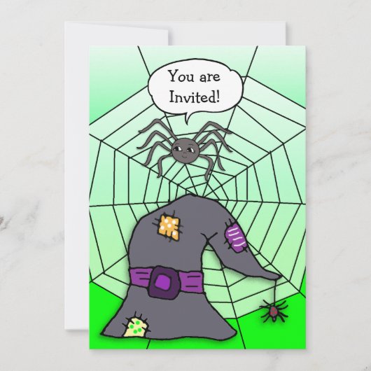 Je bent uitgenodigd Spider Halloween Party Kaart (Voorkant)
