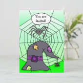 Je bent uitgenodigd Spider Halloween Party Kaart (Staand voorkant)