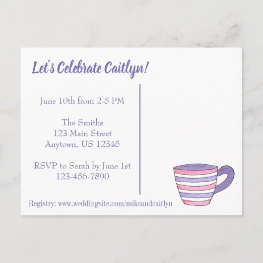 Je bent uitgenodigd Teapot Tea Party Vrijgezellenf Uitnodiging Briefkaart (Achterkant)