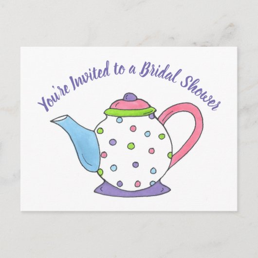 Je bent uitgenodigd Teapot Tea Party Vrijgezellenf Uitnodiging Briefkaart (Voorkant)
