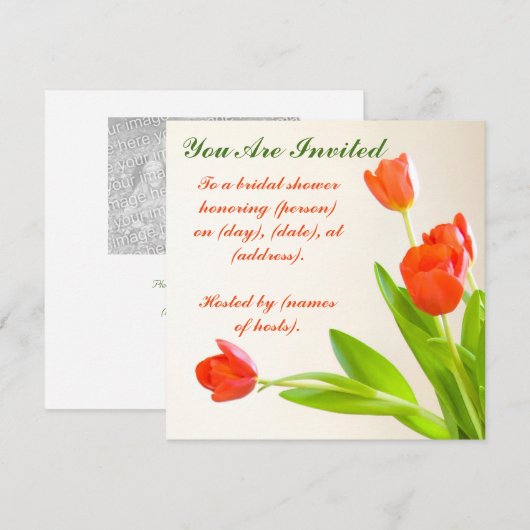 "Je bent uitgenodigd" Tulip Square Uitnodiging (Voorkant / Achterkant)