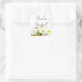 Je bent uitgenodigd vierkante sticker (Tas)