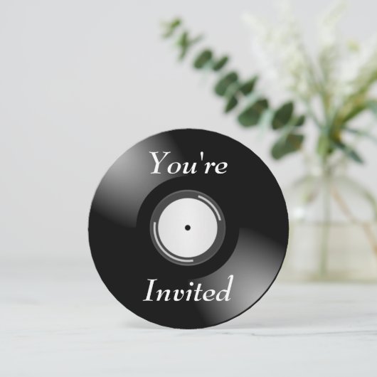 Je bent uitgenodigd - Vinyl Record Kaart (Staand voorkant)