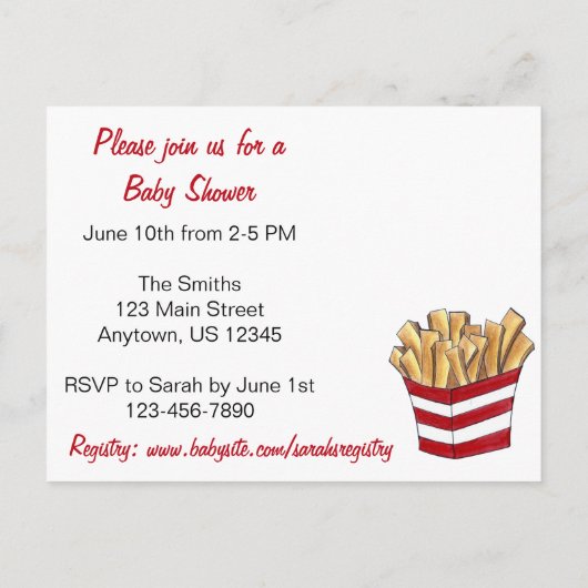 Je bent uitgenodigd voor Baby shower Smally Fry Fr Uitnodiging Briefkaart (Achterkant)