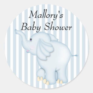 Je bent uitgenodigd voor Blue Elephant Baby shower Ronde Sticker