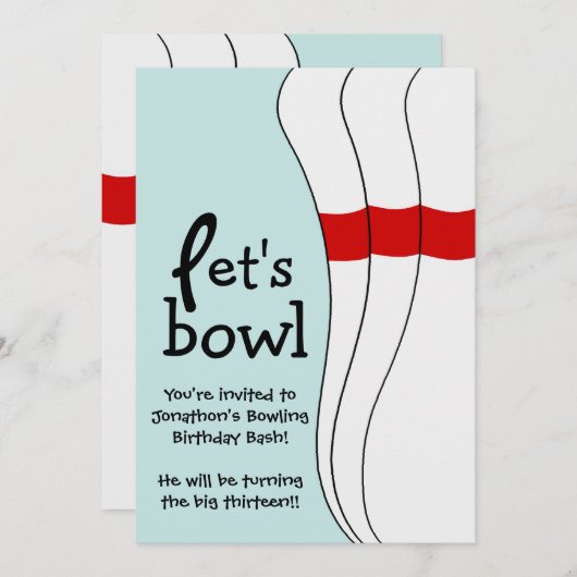 Je bent uitgenodigd voor Bowling Bash Birthday Par Kaart (Voorkant / Achterkant)