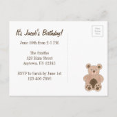 Je bent uitgenodigd voor Brown Teddy Bear Birthday Uitnodiging Briefkaart (Achterkant)