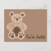 Je bent uitgenodigd voor Brown Teddy Bear Birthday Uitnodiging Briefkaart (Voorkant)