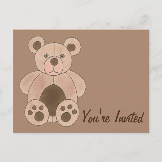 Je bent uitgenodigd voor Brown Teddy Bear Birthday Uitnodiging Briefkaart (Voorkant)