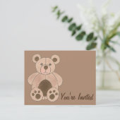 Je bent uitgenodigd voor Brown Teddy Bear Birthday Uitnodiging Briefkaart (Staand voorkant)