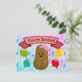 Je bent uitgenodigd voor de Aardappe Birthday Girl Feestdagenkaart (Staand voorkant)