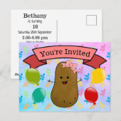 Je bent uitgenodigd voor de Aardappe Birthday Girl Feestdagenkaart (Voorkant / Achterkant)