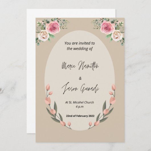 Je bent uitgenodigd voor de bruiloft van kaart (Voorkant / Achterkant)