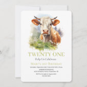 Je bent uitgenodigd voor de verjaardag van de Koe Kaart (Voorkant)