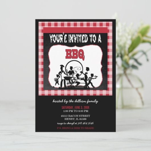 Je bent uitgenodigd voor een BBQ | Barbecue uitnod Kaart (Staand voorkant)
