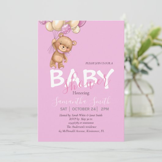 Je bent uitgenodigd voor een Boho Beer Baby shower Aankondiging (Staand voorkant)