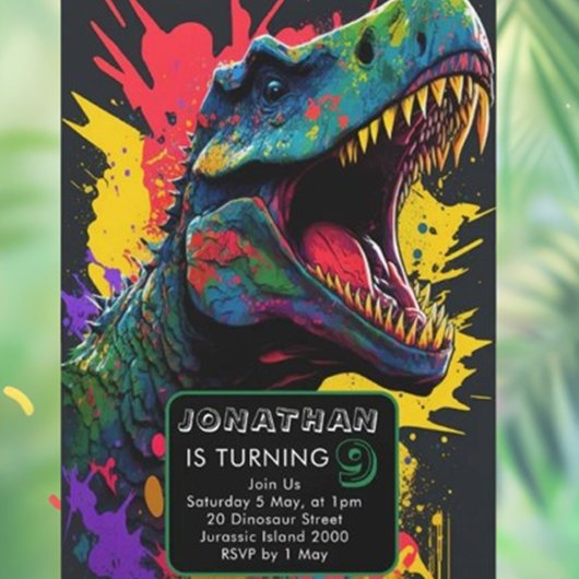 Je bent uitgenodigd voor een dino-party! kaart