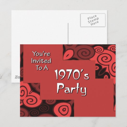 Je bent uitgenodigd voor een feest van 1970. uitnodiging briefkaart (Voorkant / Achterkant)