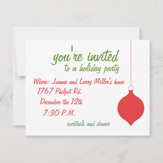 Je bent uitgenodigd voor een feestdag kaart (Achterkant)