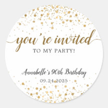 Je bent uitgenodigd voor een feestje Gouden Confet