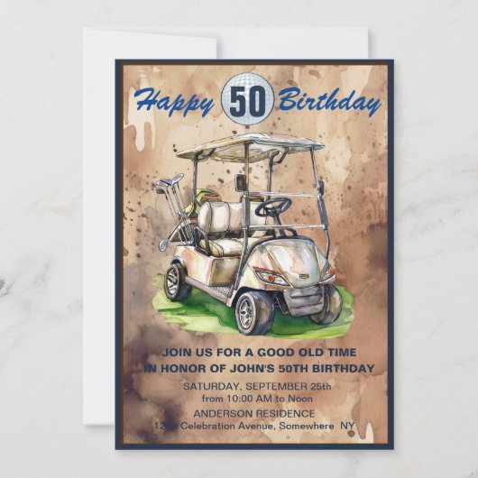 Je bent uitgenodigd voor een "Fif-t-shirt" golffee Kaart (Voorkant)