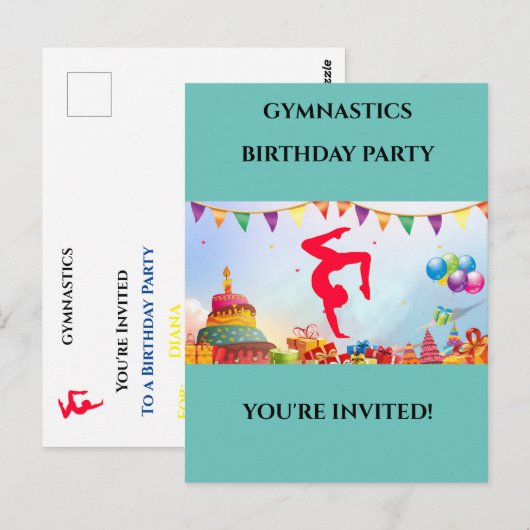 Je bent uitgenodigd voor een gepersonaliseerd gymn briefkaart (Voorkant / Achterkant)