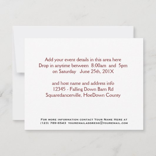 Je bent uitgenodigd voor een Hoedown! Land Partij Kaart (Achterkant)