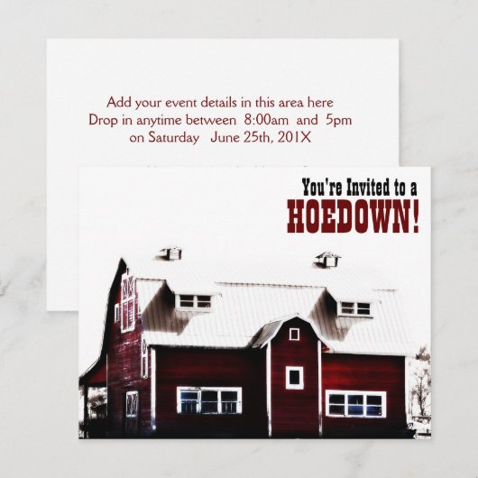 Je bent uitgenodigd voor een Hoedown! Land Partij Kaart (Voorkant / Achterkant)