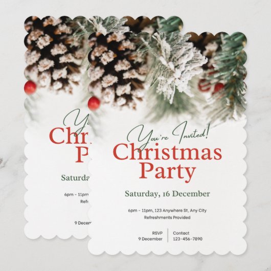 Je bent uitgenodigd voor een kerstfeest kaart (Voorkant / Achterkant)