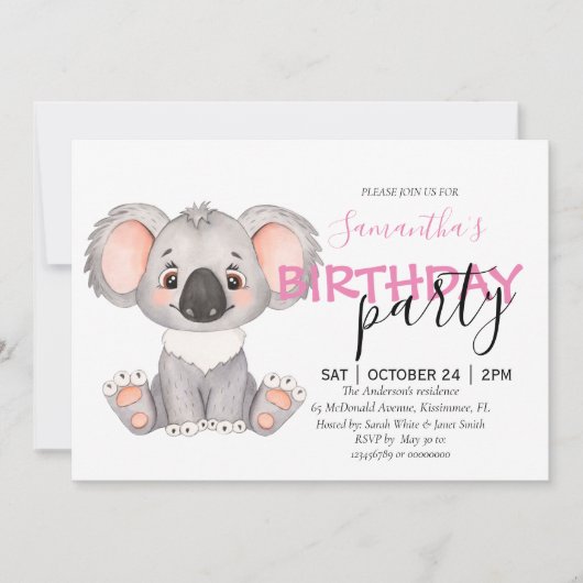 Je bent uitgenodigd voor een Koala-tastische 1e ui Aankondiging (Voorkant)