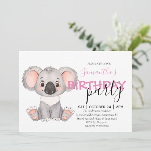 Je bent uitgenodigd voor een Koala-tastische 1e ui Aankondiging (Staand voorkant)