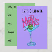 Je bent uitgenodigd voor een Martini Party. Uitnod Kaart (Voorkant / Achterkant)