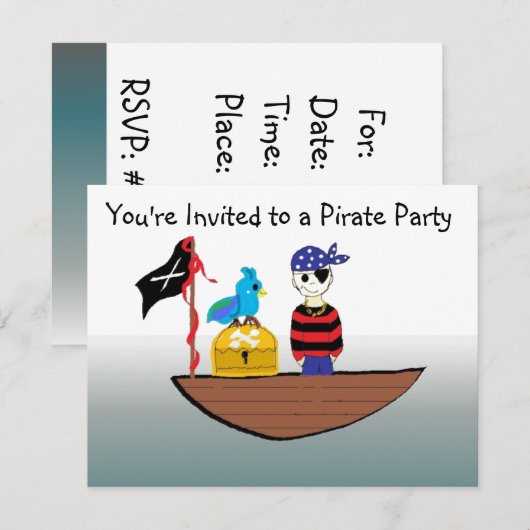 Je bent uitgenodigd voor een Pira... Kaart (Voorkant / Achterkant)